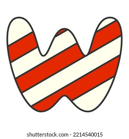 Letra W Candy Cane, ilustración vectorial