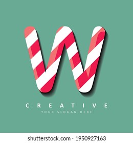 Letter W Candy Logo Design. Vector Illustration