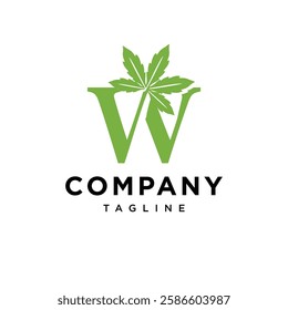 Letter W Cannabis Logo Icon Vector