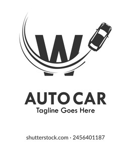 Letra w con Plantilla de logotipo de Vector de coche. Fuentes adecuadas para el evento, la promoción, el logotipo, el Anuncio, el monograma y el cartel. Símbolo de etiqueta de alfabeto para la marca y la identidad.