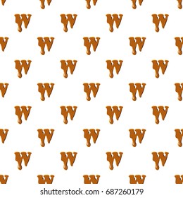 Letter W from caramel pattern seamless repeat in cartoon style vector illustration