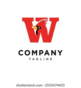 Letter W Cardinal Logo Icon Vector