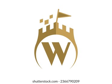 Letter W Castle Modern Logo Design Vector illustration template. Graphic Alphabet Symbol For Corporate Business