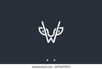 letter w with cat logo design vector silhouette illustration