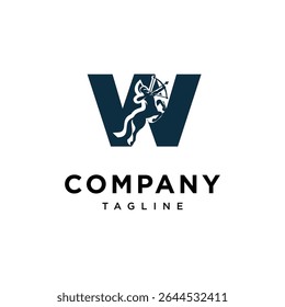 Letra W Centaur ícone do logotipo vetor