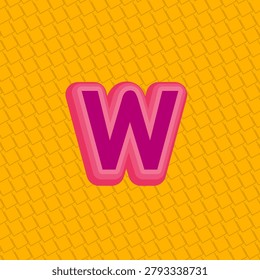 LETTER W character concept in sunset intense heat palette with repeating linear gradient