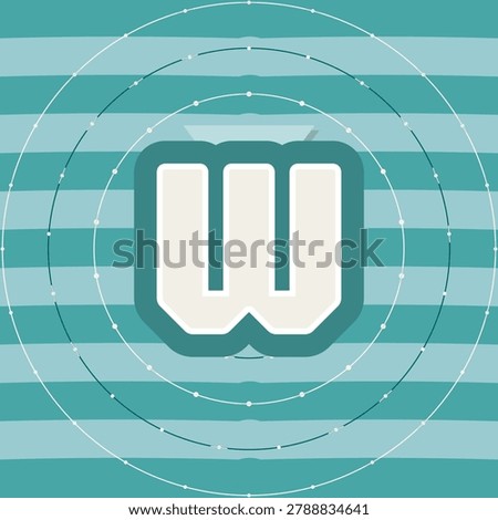 LETTER W character mask-ready style with custom frame and ribbon sash emblem