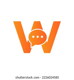Letra W Chat Comunica Concepto De Diseño De Logotipo Con Símbolo De Charla De Burbujas