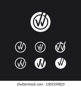 Letter W checkmark logo icon vector template set on dark background