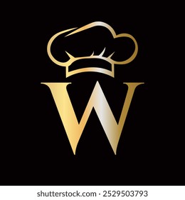Letter W Chef Logo Concept For Restaurant Sigh Vector Template