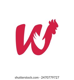 Letter W Chicken logo icon vector template.eps
