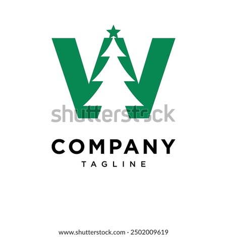 Letter W Christmas Tree logo icon vector