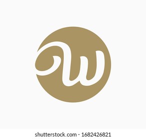 Letter W in circle luxury beauty logo template. Gold Monogram Initial W uppercase logotype vector design.