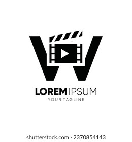 Letter W Clapperboard Logo Design Vector Icon Graphic Emblem Illustration