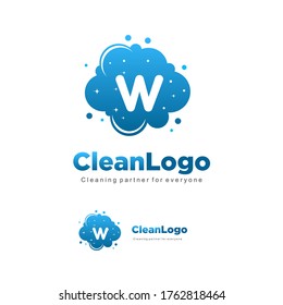 letter W clean wash water bubbles symbol logo vector
