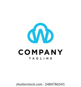 Letter W Cloud Techno logo icon vector template.eps