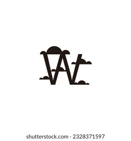 Letter W clouds geometric symbol simple logo vector