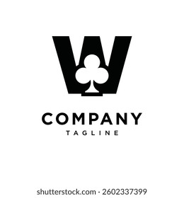 Letter W Club Playing Card logo icon vector