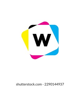 Letter W with CMYK Color Logo Design 002