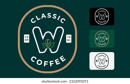 Letter W Coffee Bean minimalist Logo style with decorative color variations template 
