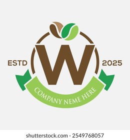 Letter W Coffee Logo Design, Coffee Shop Logo. Coffee Beans Symbol