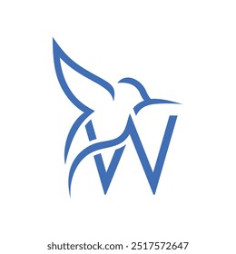 Letra W Colibri Diseño de logotipos Icono de Vector Ilustración de símbolos de emblema gráfico