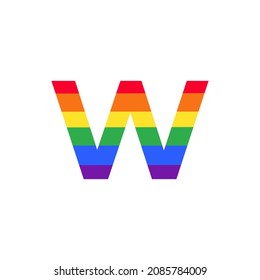 Letter W Colored in Rainbow Color Logo Design Inspiration for LGBT Concept
