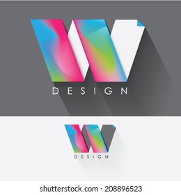 letter w colorful design element for business