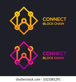 Letter W Colorful Dots logo with Modern line Cross Square shape, Connect Technology and Digital, Blockchain, Bitcoin Cryptocurrency data concept for your Corporate identity