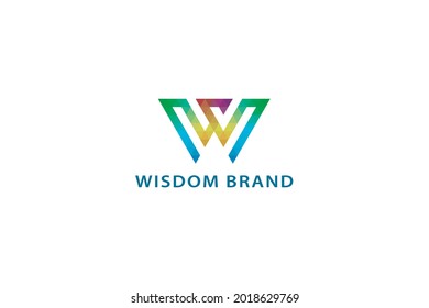 Letter W colorful grid technological business logo