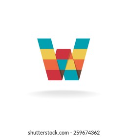 Letter W colorful logo. Color square faces design.