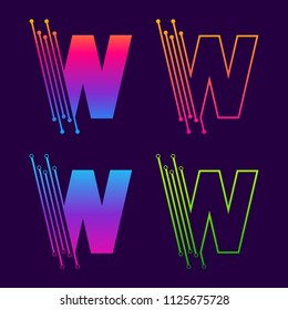 Letter W Colorful logotype design with Dot Linked Shape and line Circle symbol, Technology and Digital Connection concept for your Corporate identity