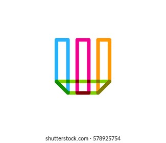 Letter W Colorful Overlay Line Vector Logo Design Element