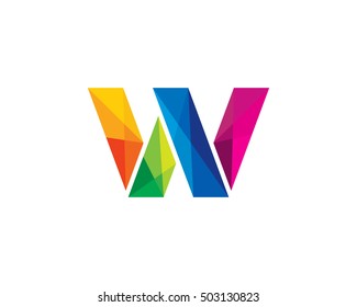 Letter  W Colorful Poly Overlay Logo Design Template Element