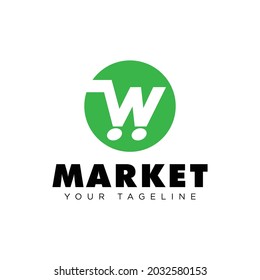 letter w combine shopping cart for market logo