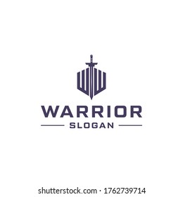 Letter w combine with sword logo design. Warrior concept logo design.