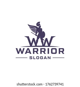 Letter W combine with warrior knight logo design.