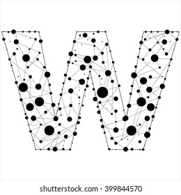 Letter w consisted of dots and lines, English alphabet