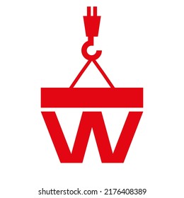 Letter W Construction Logo Template. Construction Logo Crane Concept Symbol