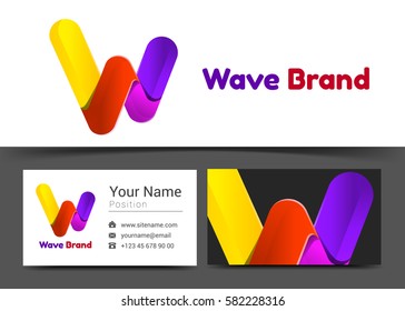 letter W Corporate Logo and business card sign template. Creative design with colorful logotype visual identity composition made of multicolored element. Vector illustration.