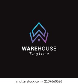 Letter W creative line art warehouse logo	