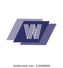 Letter W. Creative logo of the letter and three chitrix of blue shades. Can be used for office, business, brand. Vector illustration.