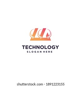 letter W creative tech logo logo design template tech logo icon Premium Vector