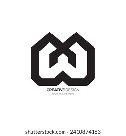 Letra W forma creativa única espacio negativo concepto de logotipo de monograma abstracto
