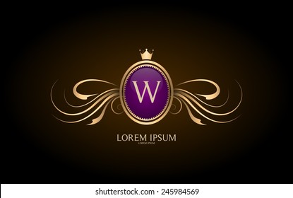 Letter W crest logo. Alphabet logotype vector design.