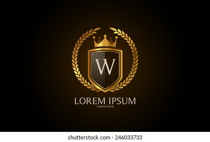 Letter W crest logo. Alphabet logotype vector design.