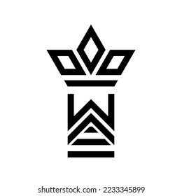 letra w a   diseño del logotipo de la corona 