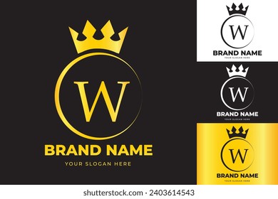 Plantilla de diseño del logotipo de la corona de letra W . adecuado para la moda, marca, reino, corona, rey, reina