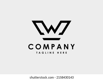 Letter W Crown Logo. Geometric Shape Letter W with Crown combination isolated on Grey Background. Usable for, Business and Branding Logos. Flat Vector Design Template Element