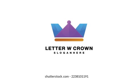  letter w crown logo gradient colorful